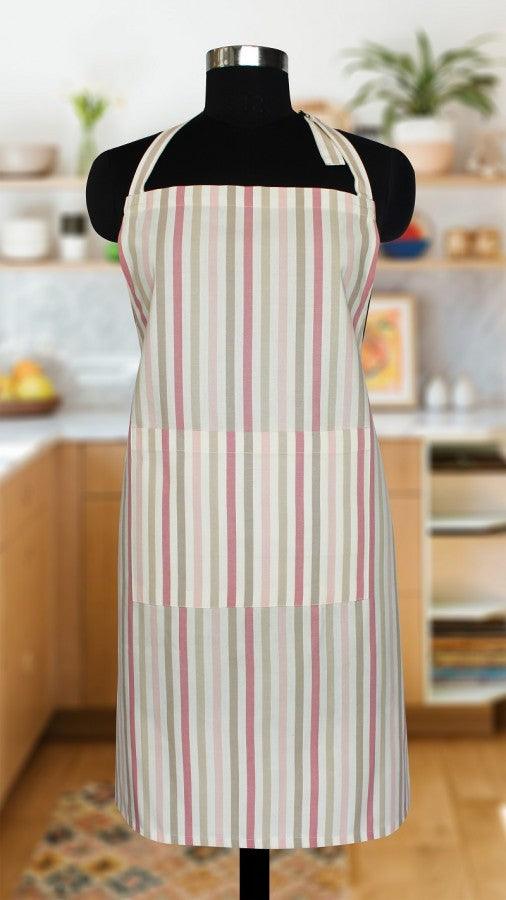 Cotton Stripe Free Size Apron Pack Of 1 freeshipping - Airwill