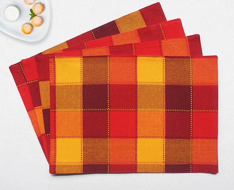 Cotton Dobby Red Table Placemats Pack Of 4 freeshipping - Airwill