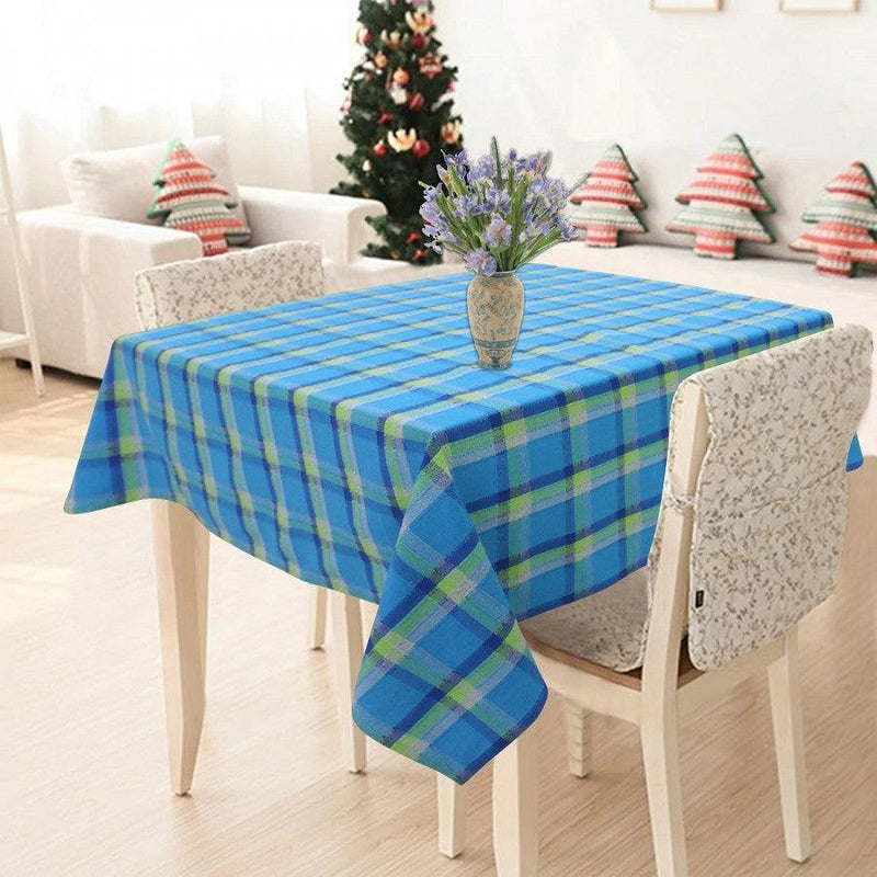 Cotton Iran Check Blue 2 Seater Table Cloths Pack Of 1 freeshipping - Airwill