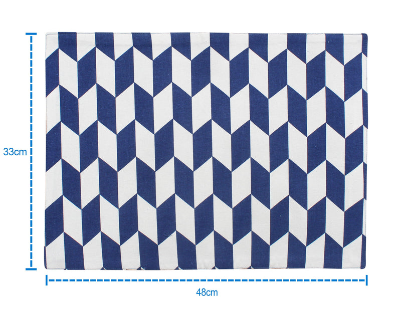 Cotton Classic Diamond Royal Blue Table Placemats Pack Of 4 freeshipping - Airwill