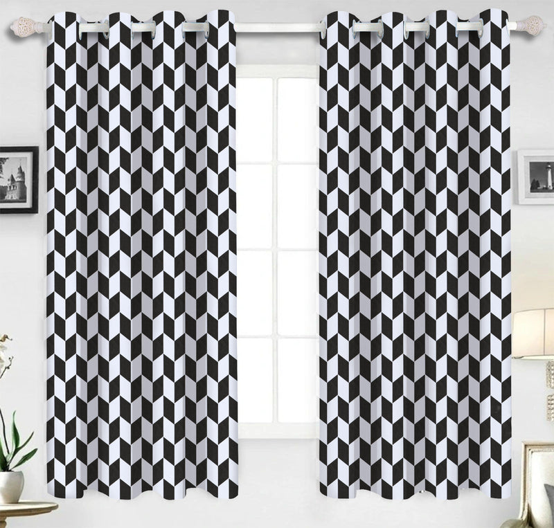 Cotton Classic Diamond Black 5ft Window Curtains Pack Of 2 freeshipping - Airwill