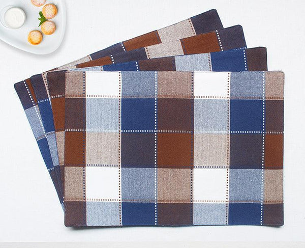 Cotton Dobby Blue Table Placemats Pack Of 4 freeshipping - Airwill