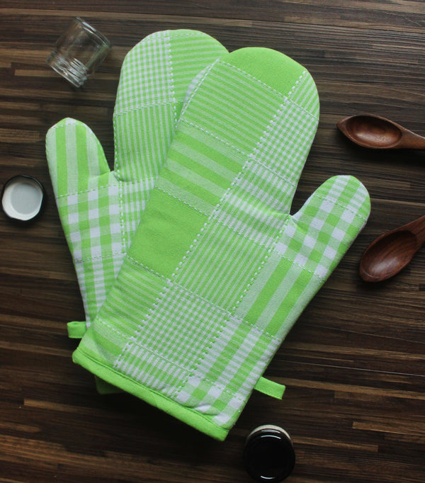 Cotton Track Dobby Green Oven Gloves Pack Of 2 freeshipping - Airwill