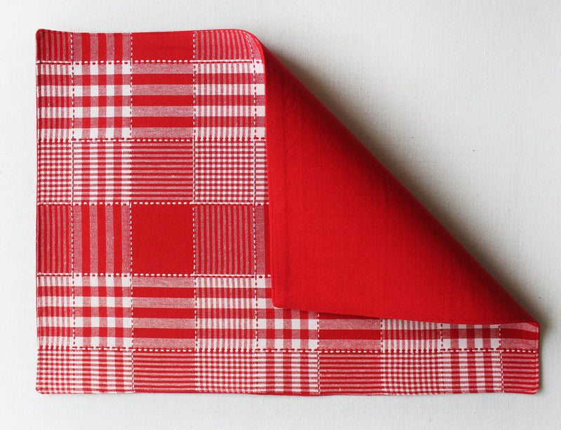Cotton Track Dobby Red Table Placemats Pack Of 4 freeshipping - Airwill