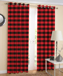 Cotton Big Check 7ft Door Curtains Pack Of 2 freeshipping - Airwill