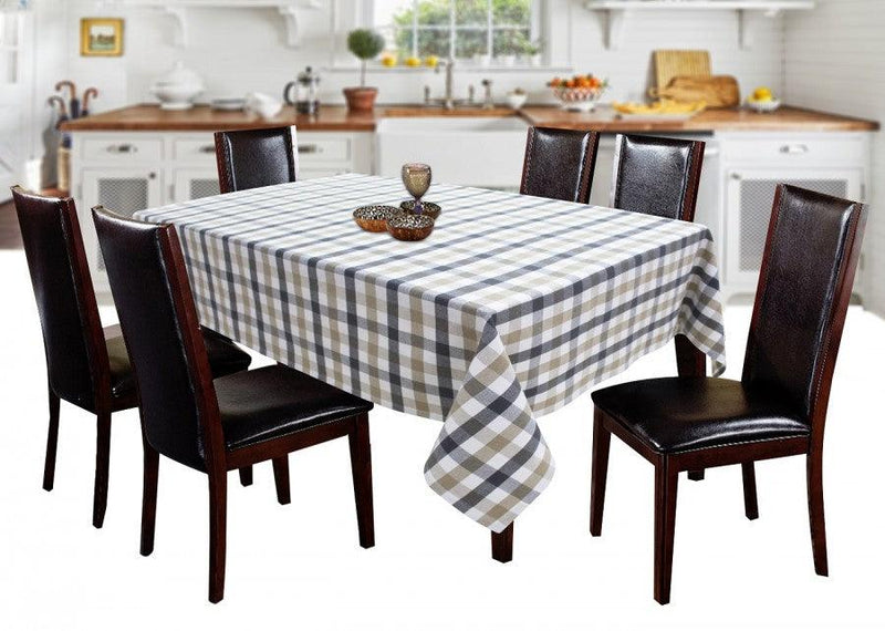 Cotton Lanfranki Grey Check 6 Seater Table Cloths Pack Of 1 freeshipping - Airwill