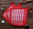 Cotton Track Dobby Red Pot Holders Pack Of 3 freeshipping - Airwill