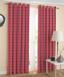 Cotton Xmas Check 7ft Door Curtains Pack Of 2 freeshipping - Airwill