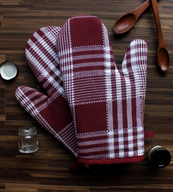 Cotton Track Dobby Maroon Oven Gloves Pack Of 2 freeshipping - Airwill