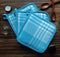 Cotton Track Dobby Blue Pot Holders Pack Of 3 freeshipping - Airwill