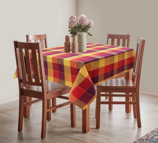 Cotton Dobby Red 4 Seater Table Cloths Pack Of 1 freeshipping - Airwill