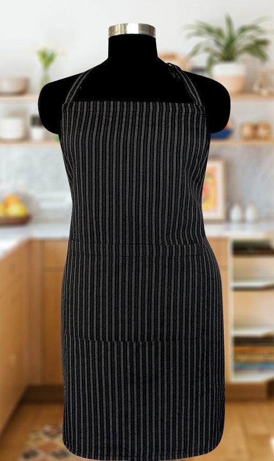 Cotton Designer Stripe Black Free Size Apron Pack Of 1 freeshipping - Airwill