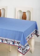 Cotton Blue Small Dot with Xmas Border 6 Seater Table Cloths Pack of 1 freeshipping - Airwill