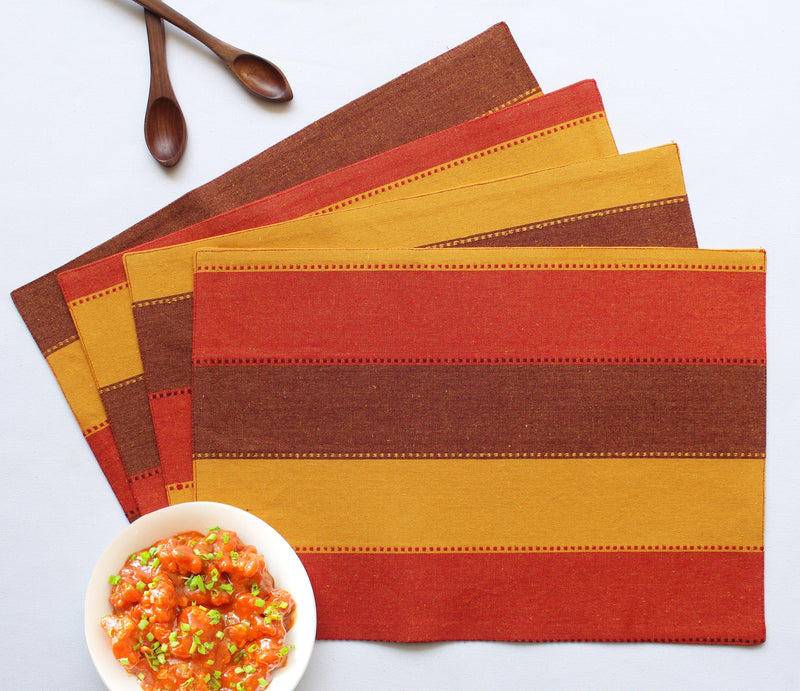 Cotton Dobby Stripe Placemats Pack of 4 freeshipping - Airwill