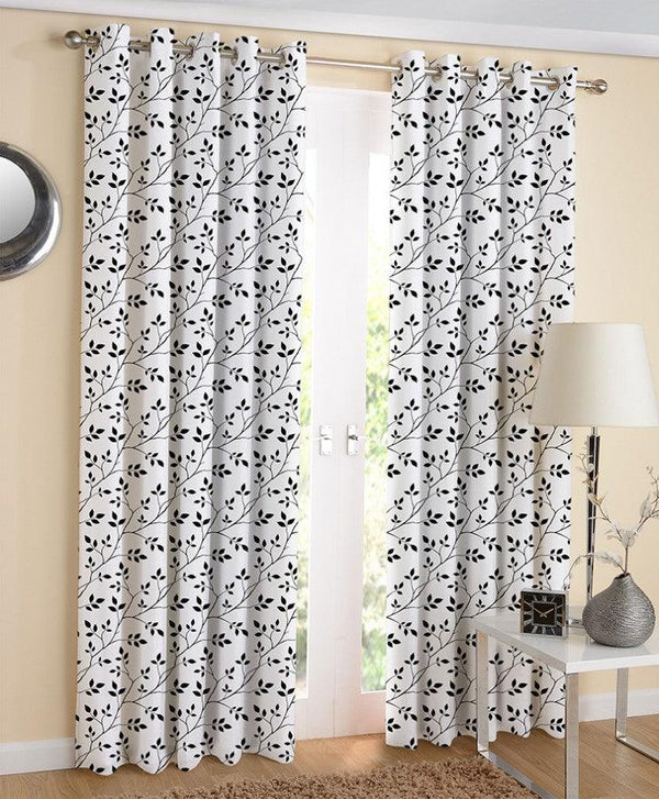 Cotton Small Leaf 7ft Door Curtains Pack Of 2 freeshipping - Airwill