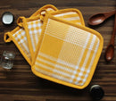 Cotton Track Dobby Yellow Pot Holders Pack Of 3 freeshipping - Airwill