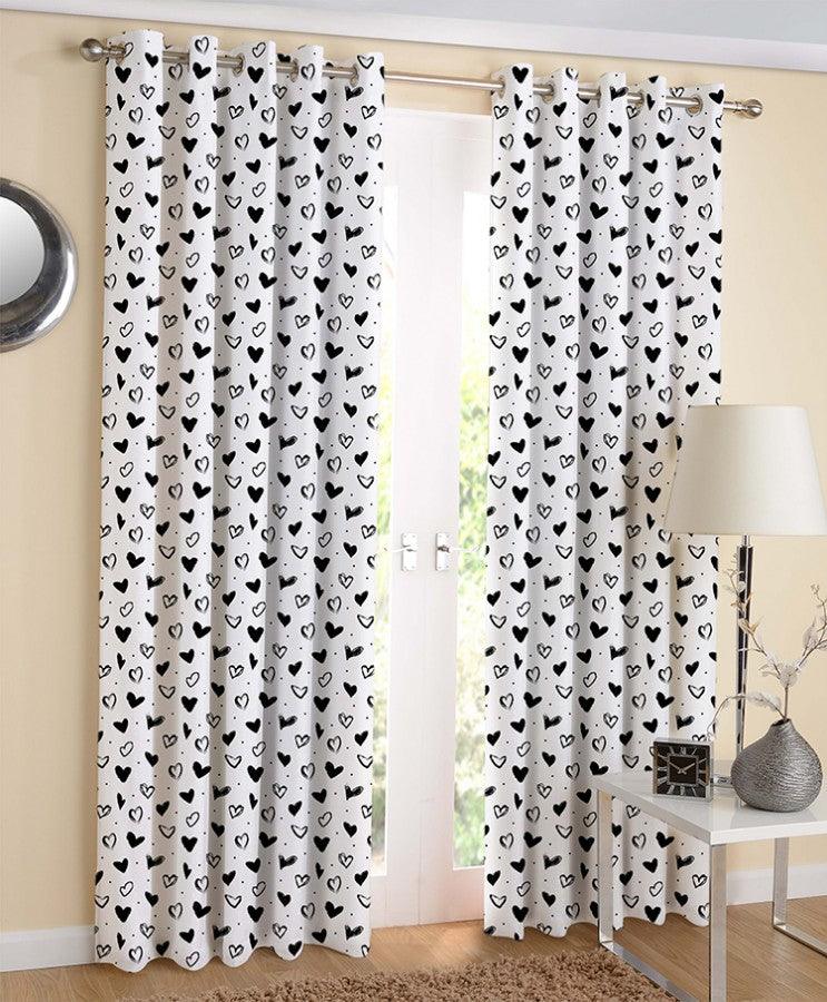 Cotton White Heart 7ft Door Curtains Pack Of 2 freeshipping - Airwill