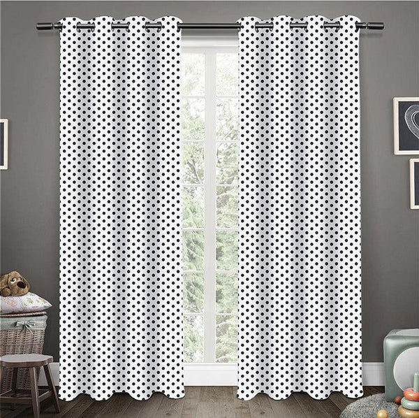 Cotton White Polka Dot 9ft Long Door Curtains Pack Of 2 freeshipping - Airwill