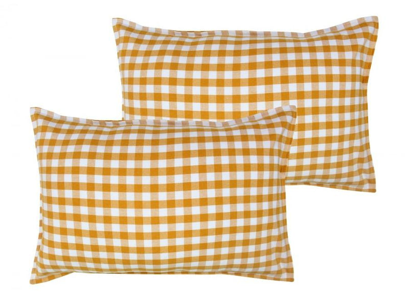 Cotton Gingham Check Yellow Pillow Covers Pack Of 2 freeshipping - Airwill