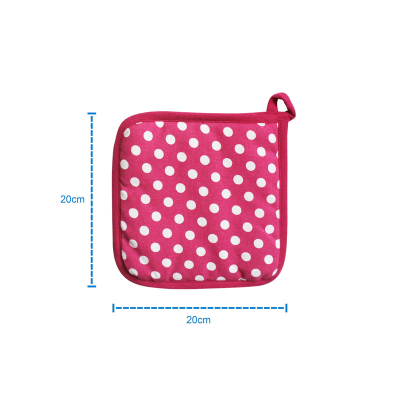 Cotton Pink Polka Dot Pot Holders Pack Of 3 freeshipping - Airwill