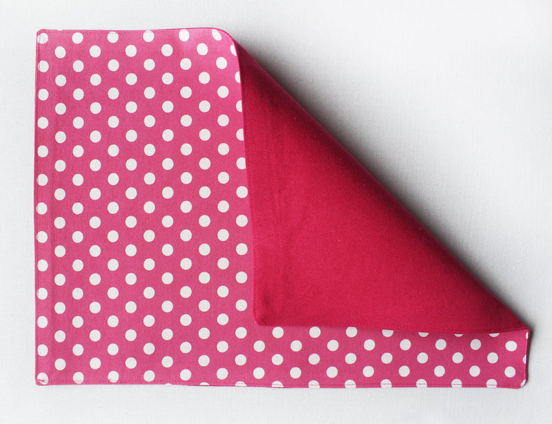 Cotton Pink Polka Dot Table Placemats Pack Of 4 freeshipping - Airwill