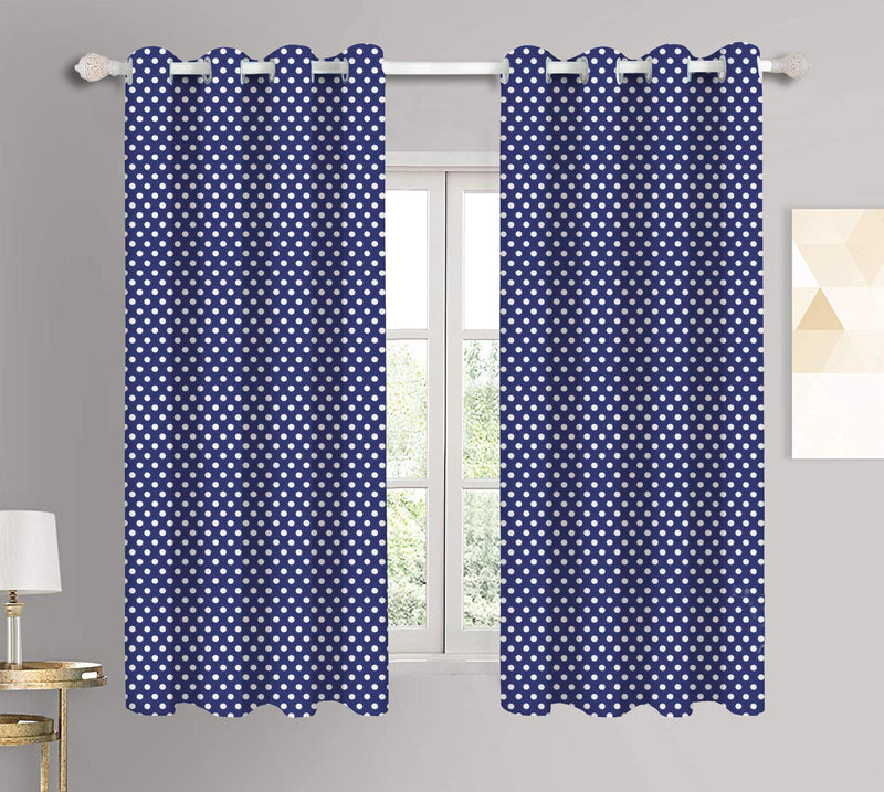 Cotton Blue Polka Dot 5ft Window Curtains Pack Of 2 freeshipping - Airwill