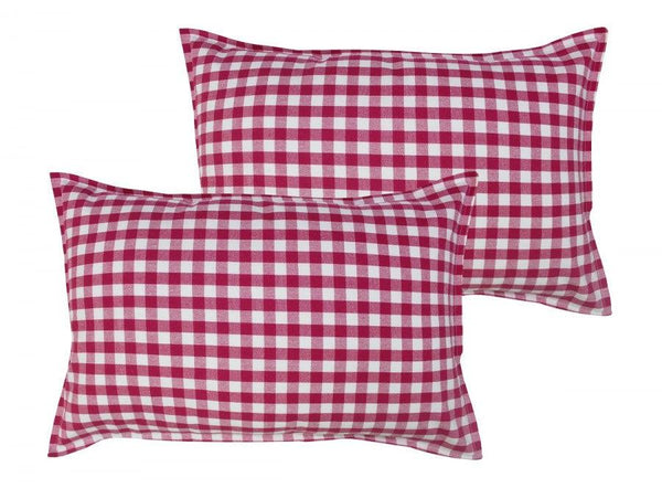 Cotton Gingham Check Rose Pillow Covers Pack Of 2 freeshipping - Airwill