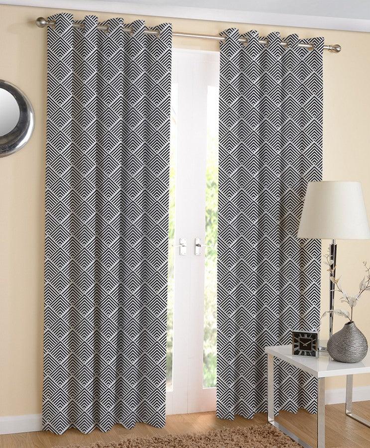 Cotton Diamond Check 7ft Door Curtains Pack Of 2 freeshipping - Airwill