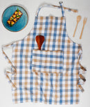 Cotton Lanfranki Blue Check Free Size Apron Pack Of 1 freeshipping - Airwill