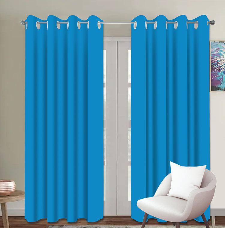 Cotton Solid Turquoise Blue 9ft Long Door Curtains Pack Of 2 freeshipping - Airwill