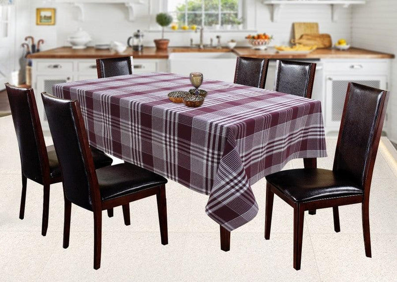 Cotton Track Dobby Maroon 6 Seater Table Cloths Pack Of 1 freeshipping - Airwill