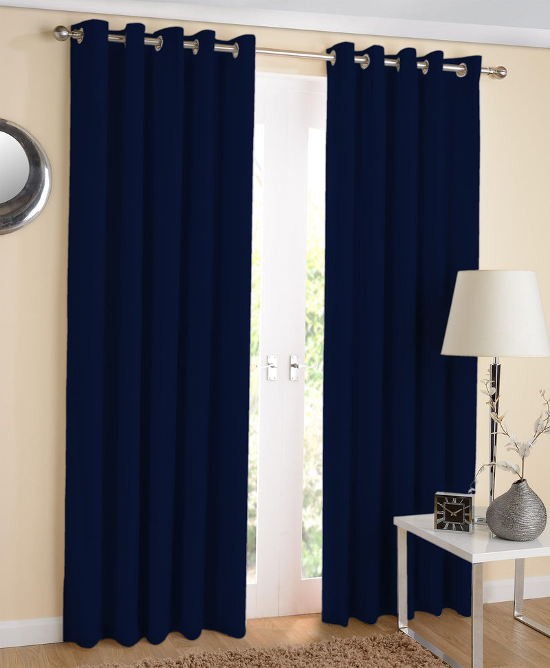 Cotton Solid Blue Long 9ft Door Curtains Pack Of 2 freeshipping - Airwill