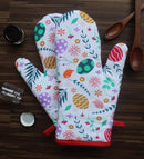 Cotton Printed Flower Oven Gloves Pack Of 2 freeshipping - Airwill