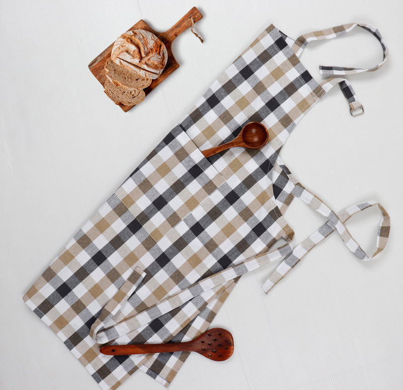 Cotton Lanfranki Grey Check Free Size Apron Pack Of 1 freeshipping - Airwill