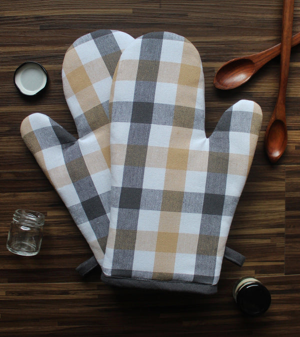 Cotton Lanfranki Grey Check Oven Gloves Pack Of 2 freeshipping - Airwill