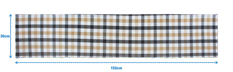 Cotton Lanfranki Grey Check 152cm Length Table Runner Pack Of 1 freeshipping - Airwill
