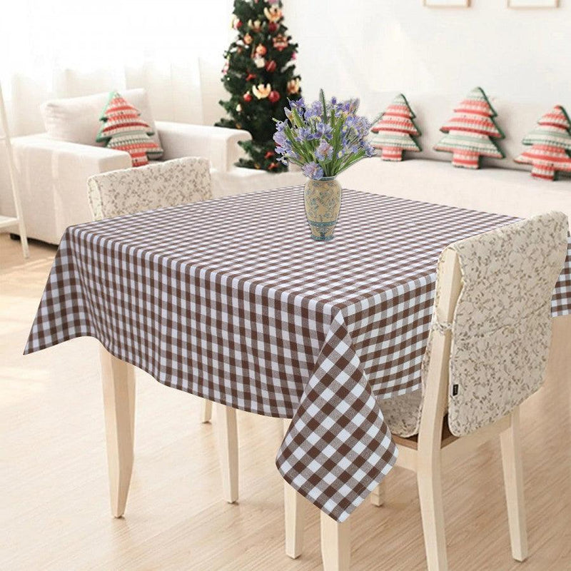 Cotton Gingham Check Brown 2 Seater Table Cloths Pack Of 1 freeshipping - Airwill