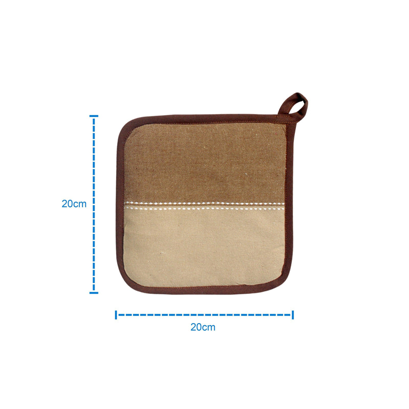 Cotton 4 Way Dobby Brown Pot Holders Pack Of 3