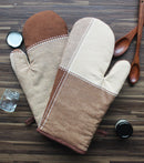 Cotton 4 Way Dobby Brown Oven Gloves Pack Of 2