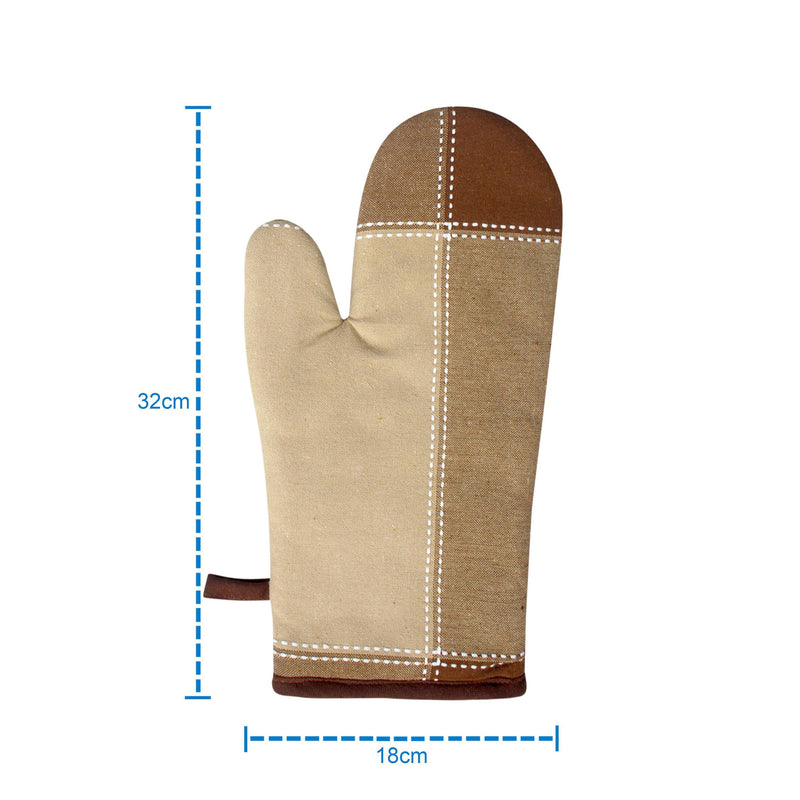 Cotton 4 Way Dobby Brown Oven Gloves Pack Of 2