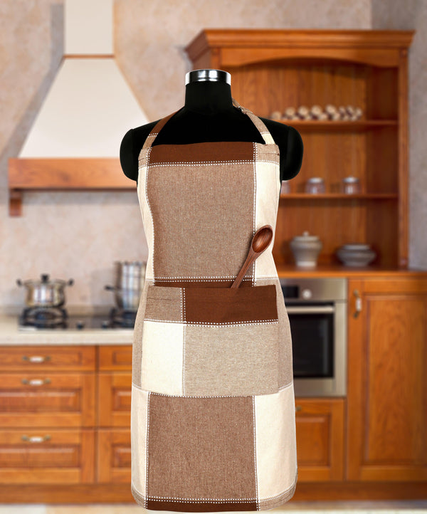 Cotton 4 Way Dobby Brown Free Size Apron Pack Of 1