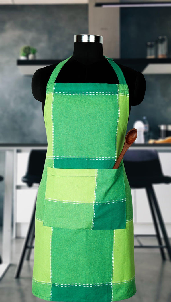 Cotton 4 Way Dobby Green Free Size Apron Pack Of 1