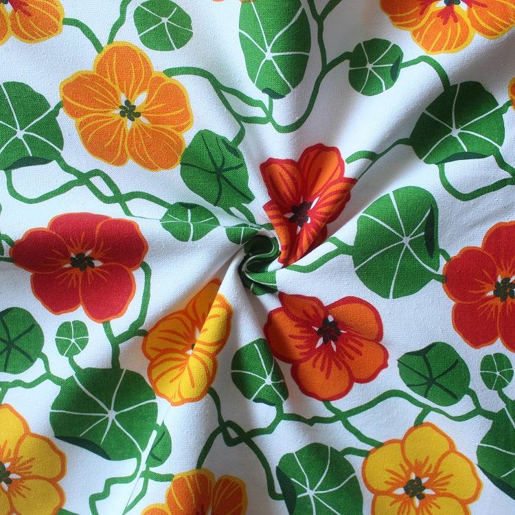 Cotton Green and Orange Flower With Green Solid Pocket Free Size Apron Pack Of 1 freeshipping - Airwill