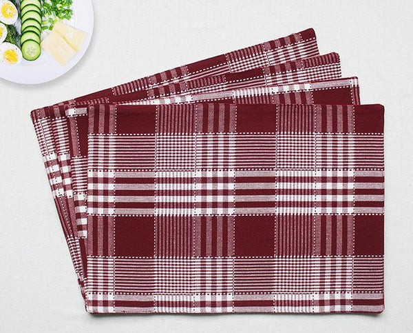 Cotton Track Dobby Maroon Table Placemats Pack Of 4 freeshipping - Airwill