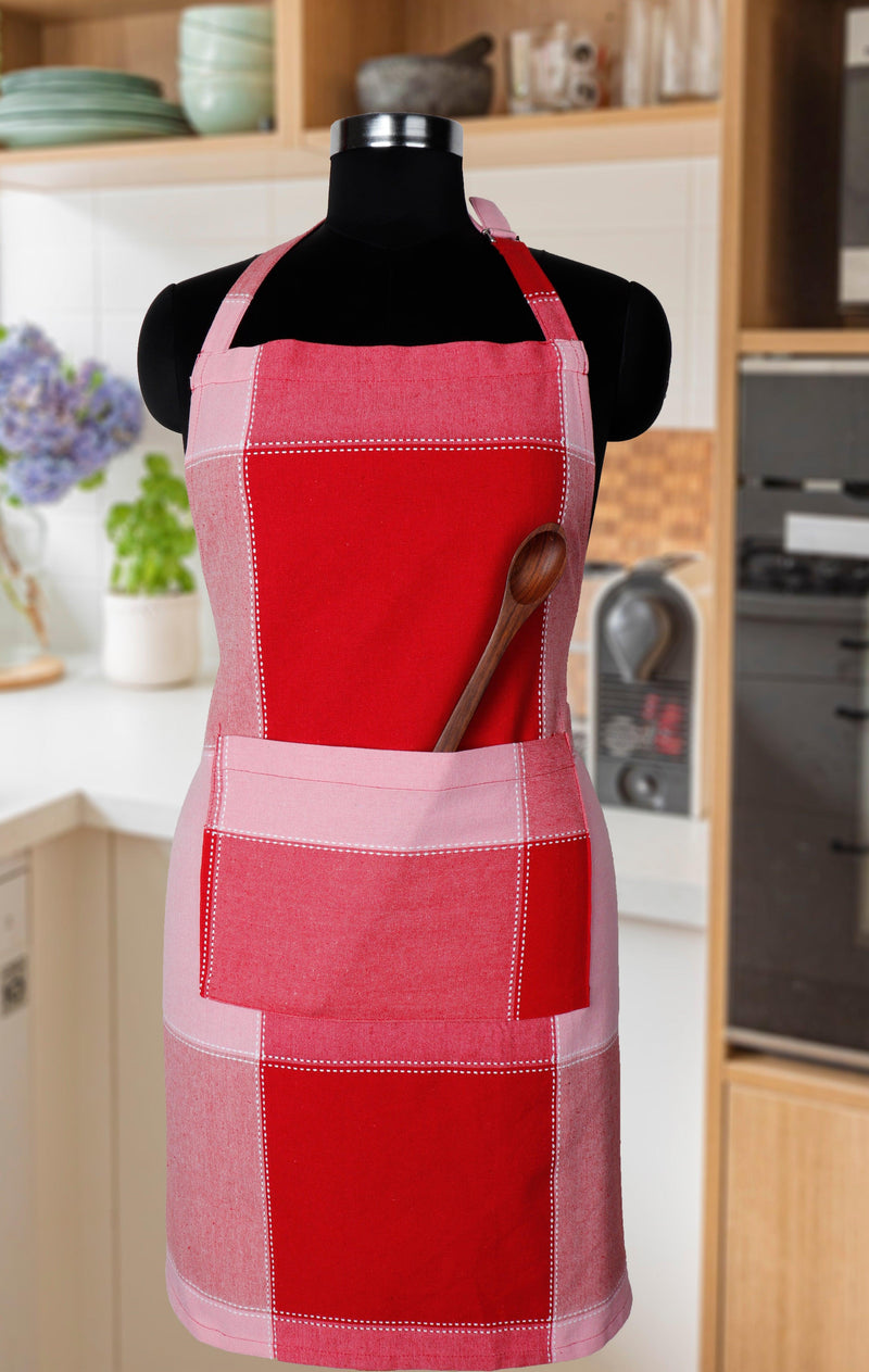 Cotton 4 Way Dobby Red Free Size Apron Pack Of 1 freeshipping - Airwill