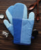 Cotton 4 Way Dobby Blue Oven Gloves Pack Of 2