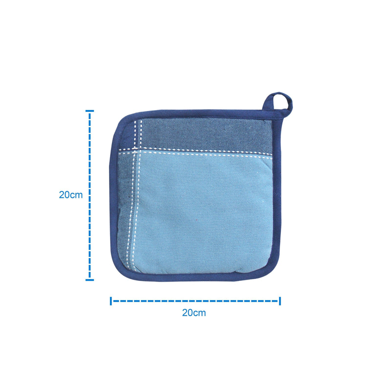 Cotton 4 Way Dobby Blue Pot Holders Pack Of 3