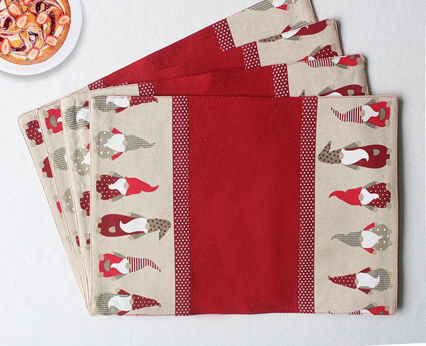 Cotton Gnomo Border Two Side Table Placemats Pack Of 4 freeshipping - Airwill
