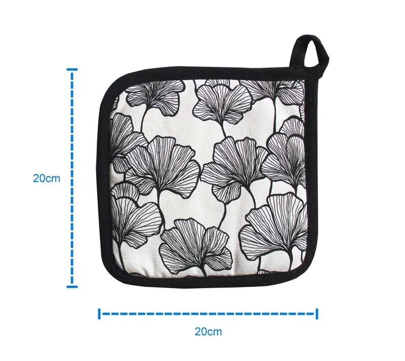 Cotton Single Leaf Black Pot Holders Pack Of 3 freeshipping - Airwill