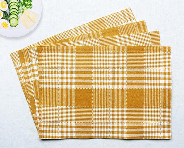 Cotton Track Dobby Yellow Table Placemats Pack Of 4 freeshipping - Airwill